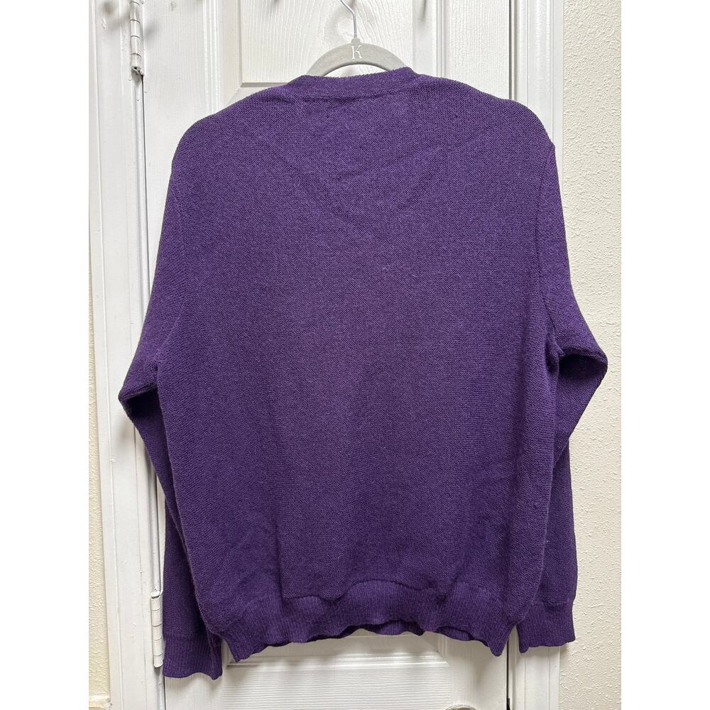 Paul Stuart Mens Royal Purple Alpaca Knit V Neck Long Sleeve Sweater Size Med - Picture 3 of 6
